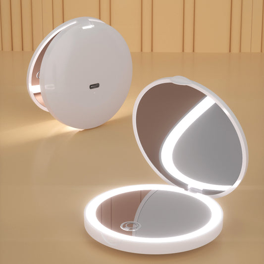 Miroir LED Pliable Rechargeable – Lumière & Grossissement x2